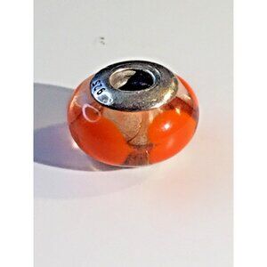 Vintage Pandora ALE 925 Sterling Silver Red Murano Glass Hearts Charm